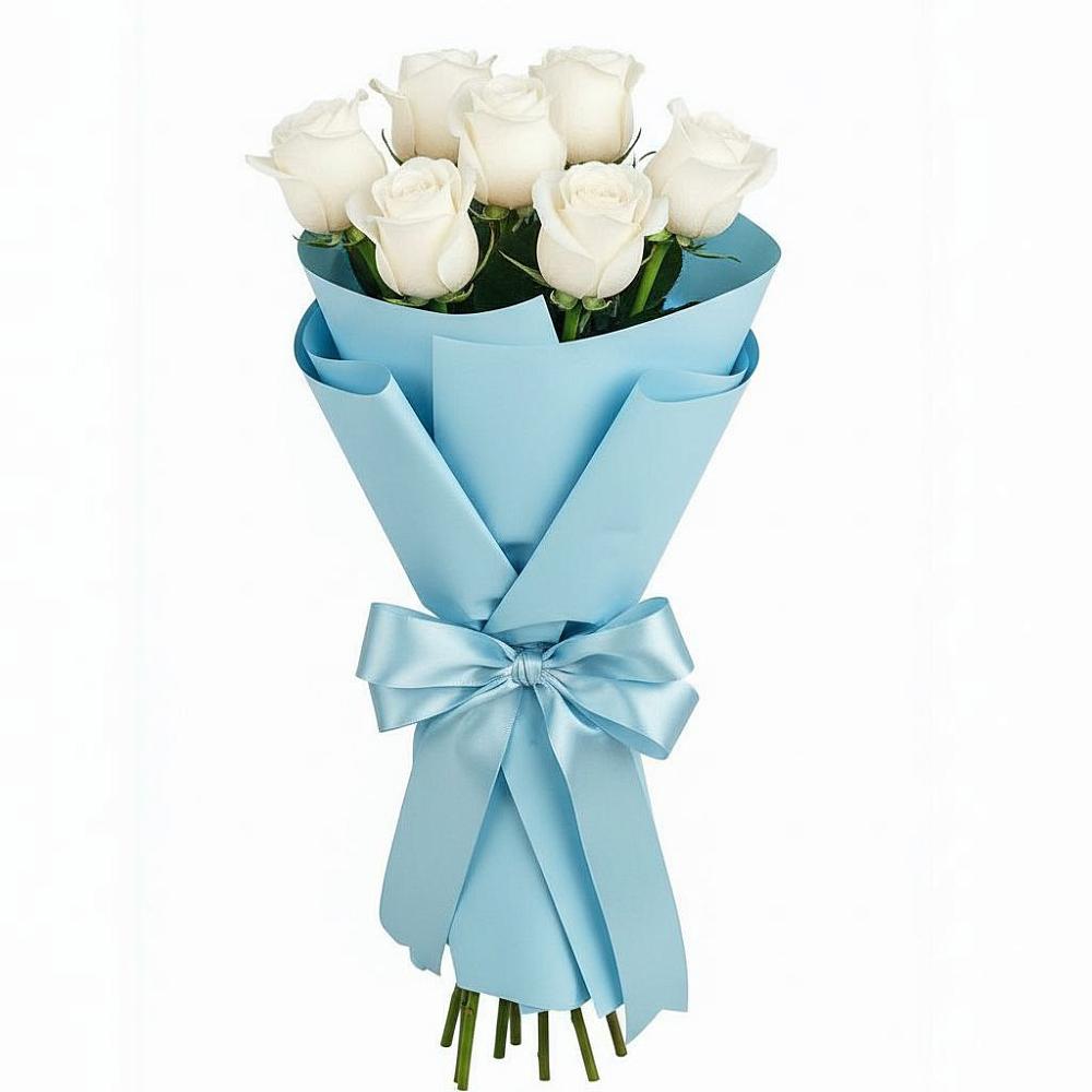 Букет 7 белых роз Проуд в Муцалауле 