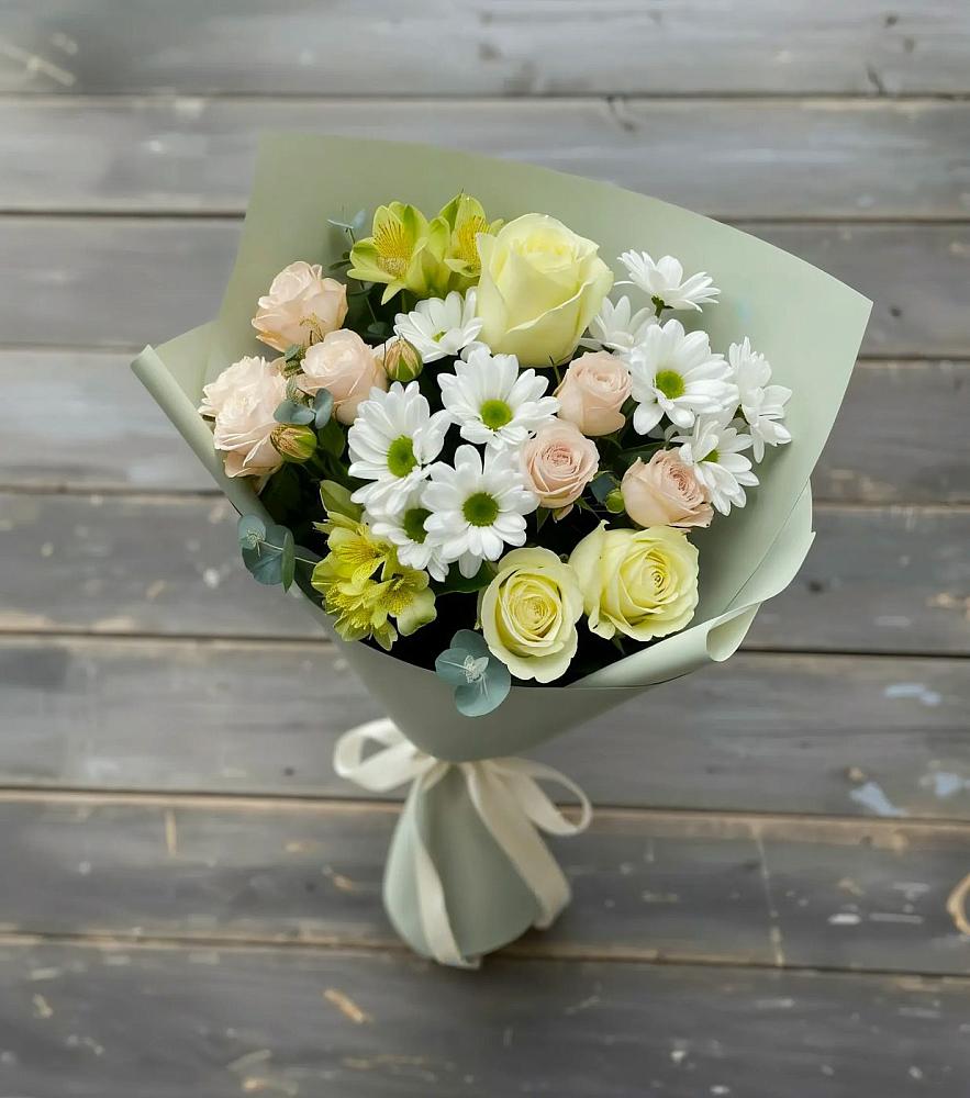 Букет цветов из: Альстромерии, Розы и Хризантемы в Муцалауле 