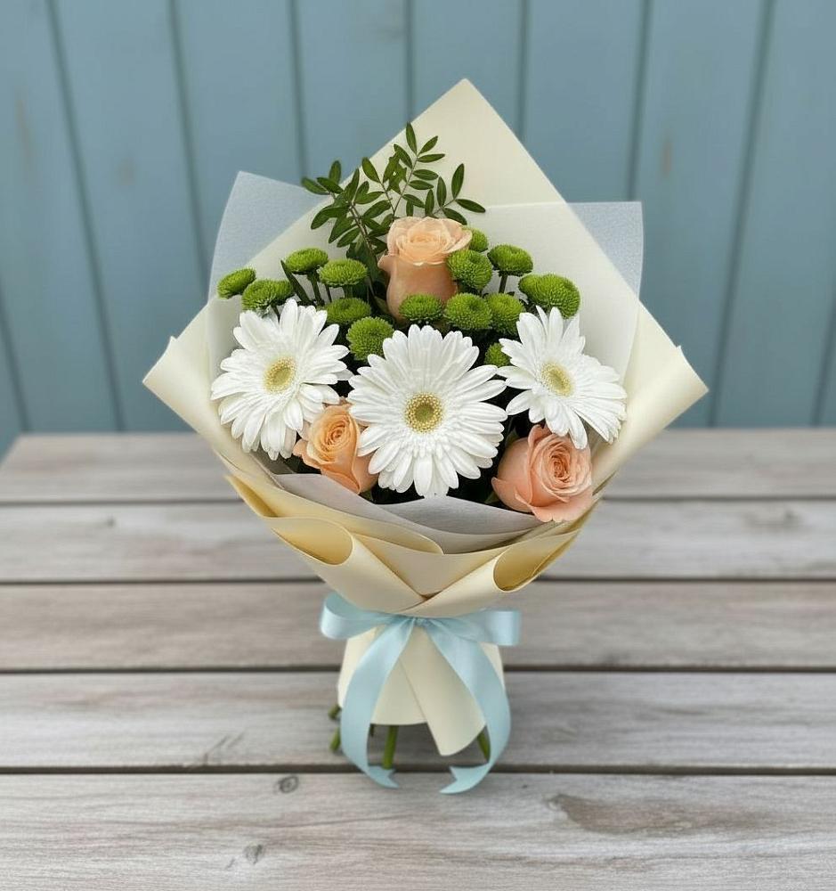 Букет цветов из: Герберы, Розы и Хризантемы в Муцалауле 
