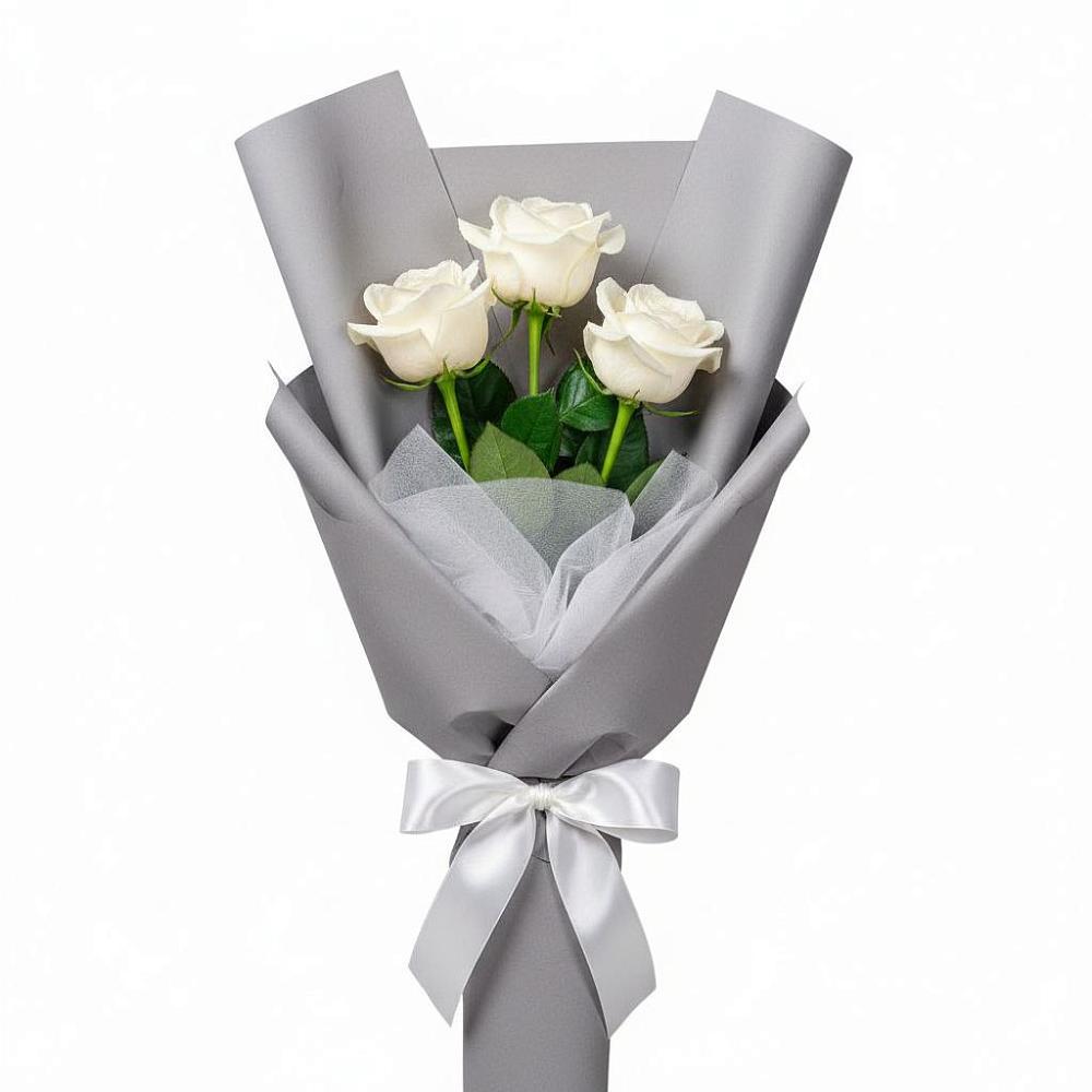 Букет 3 белые розы в Муцалауле 