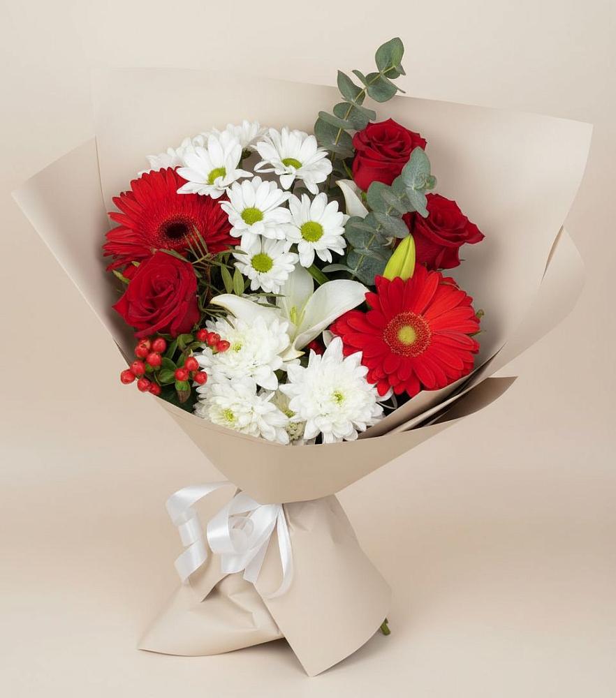 Букет цветов из: Розы, Хризантемы, Герберы и Лилии в Муцалауле 