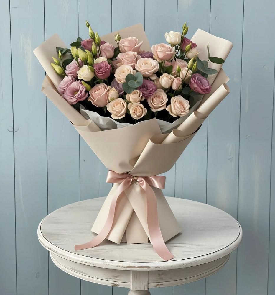 Букет цветов из: Розы и Лизиантусы в Муцалауле 