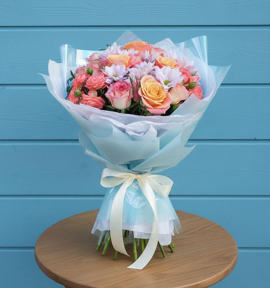 Букет цветов из: Хризантемы и Розы в Муцалауле 